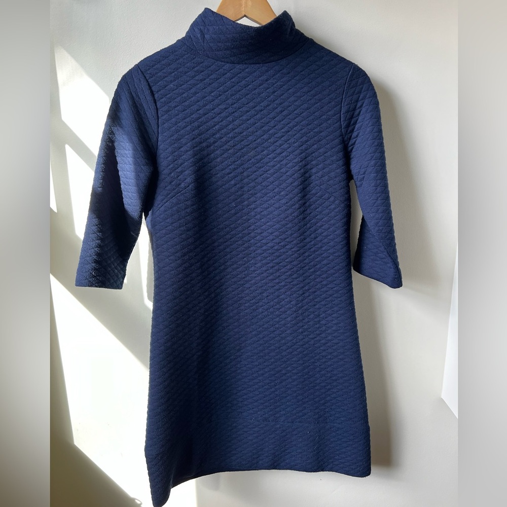 SAIL TO SABLE STS‎ Navy Blue Quilted Dress Mock Neck Stretch Luxury Classic 4